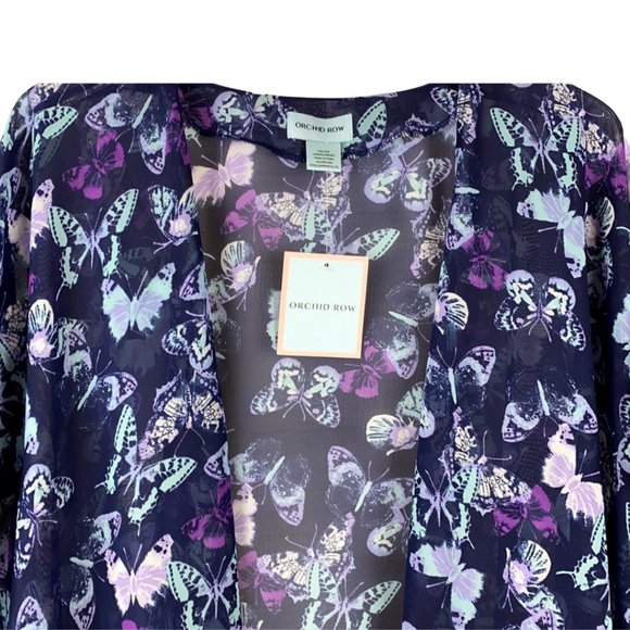 Orchid Row Butterly Printed Chiffon Kimono - Picture 5 of 10
